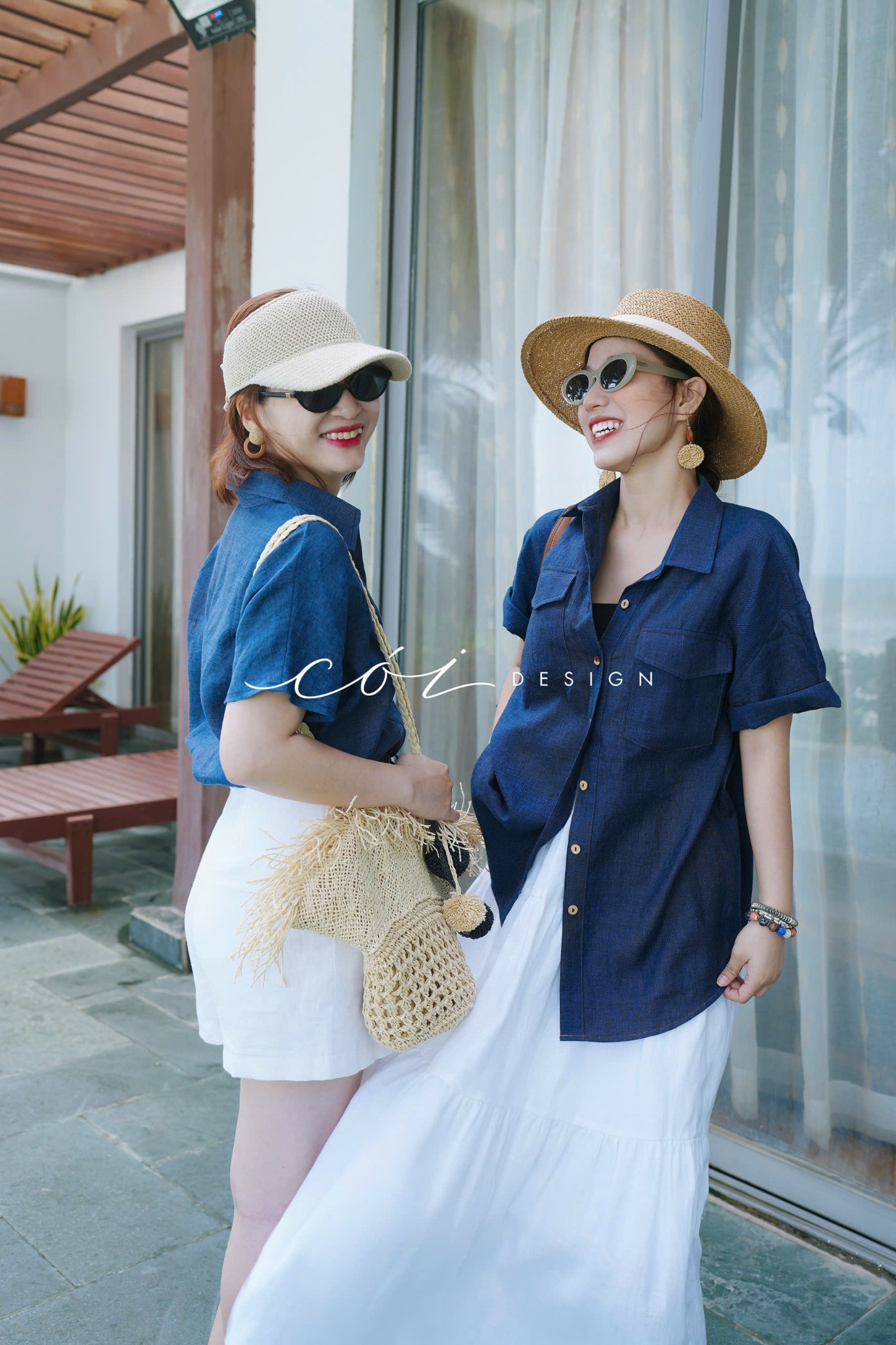 Áo sơ mi croptop rút dây linen tưng Cói Design