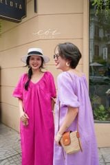 Đầm suông tay bí kèm belt linen tưng Cói Design