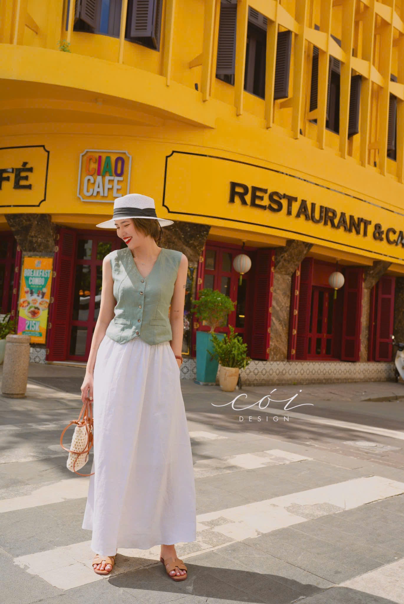 Chân váy suông lưng thun linen tưng Cói Design