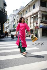 Set áo dài thêu tay Song Hoa Linen kèm quần suông Cói Design