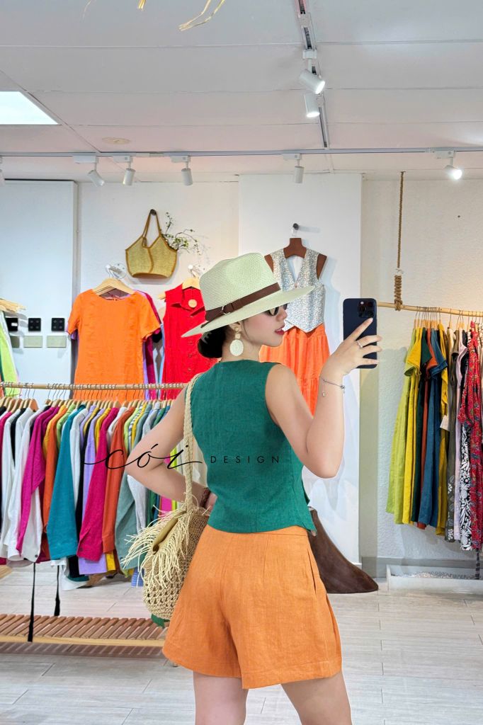 Quần short xếp ly form váy linen tưng premium Cói Design