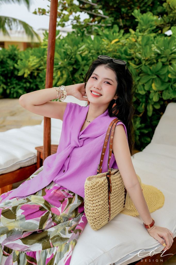 Áo cổ phối dây Hàn Quốc Linen tưng premium Cói Design