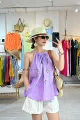 Áo yếm Thêu tay hoa linen tưng premium Cói Design