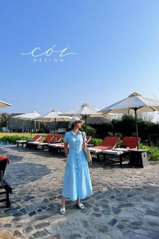 Đầm sơ mi tay ngắn form 8 mảnh Linen tưng premium Cói Design