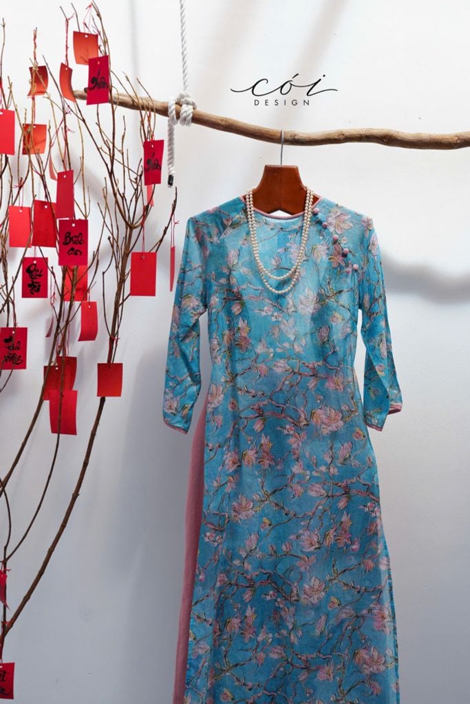 Áo dài sắc xuân Linen tưng premium Cói Design
