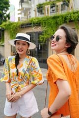 Áo croptop tay bí phối dây linen Cói Design