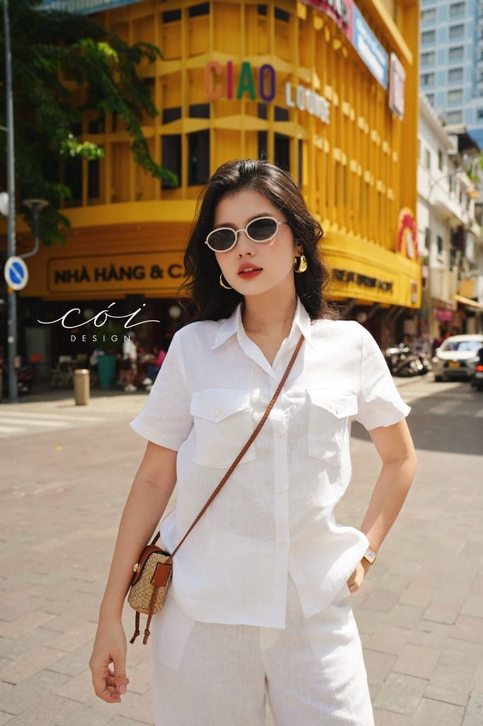 Áo 2 túi tay ngắn linen Cói Design
