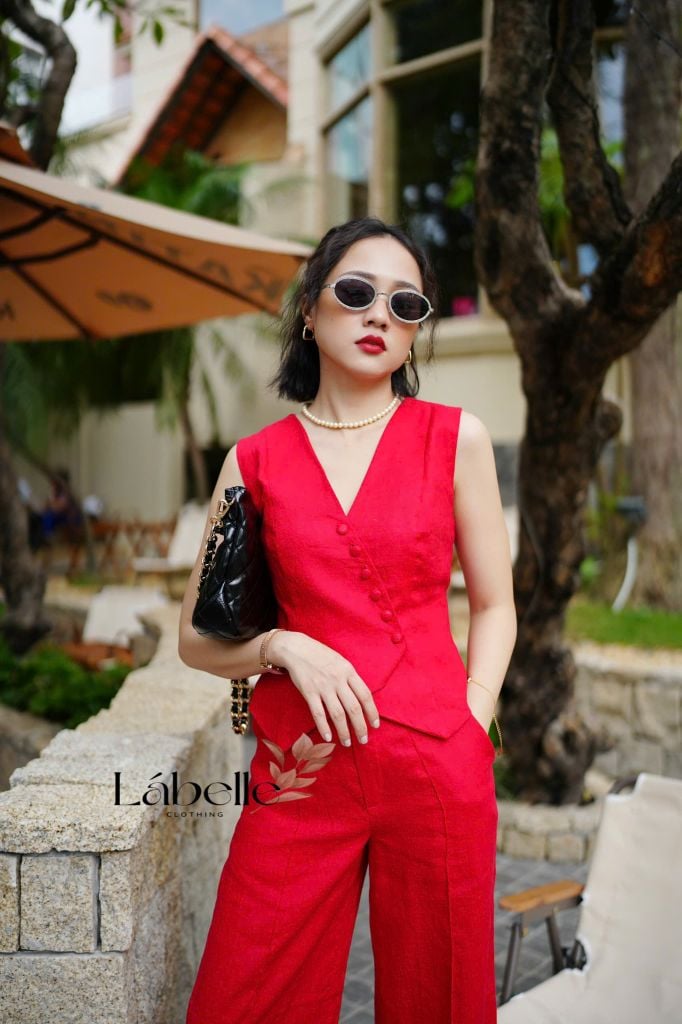 Áo Gile Nút Bọc Linen tưng premium Lá Belle