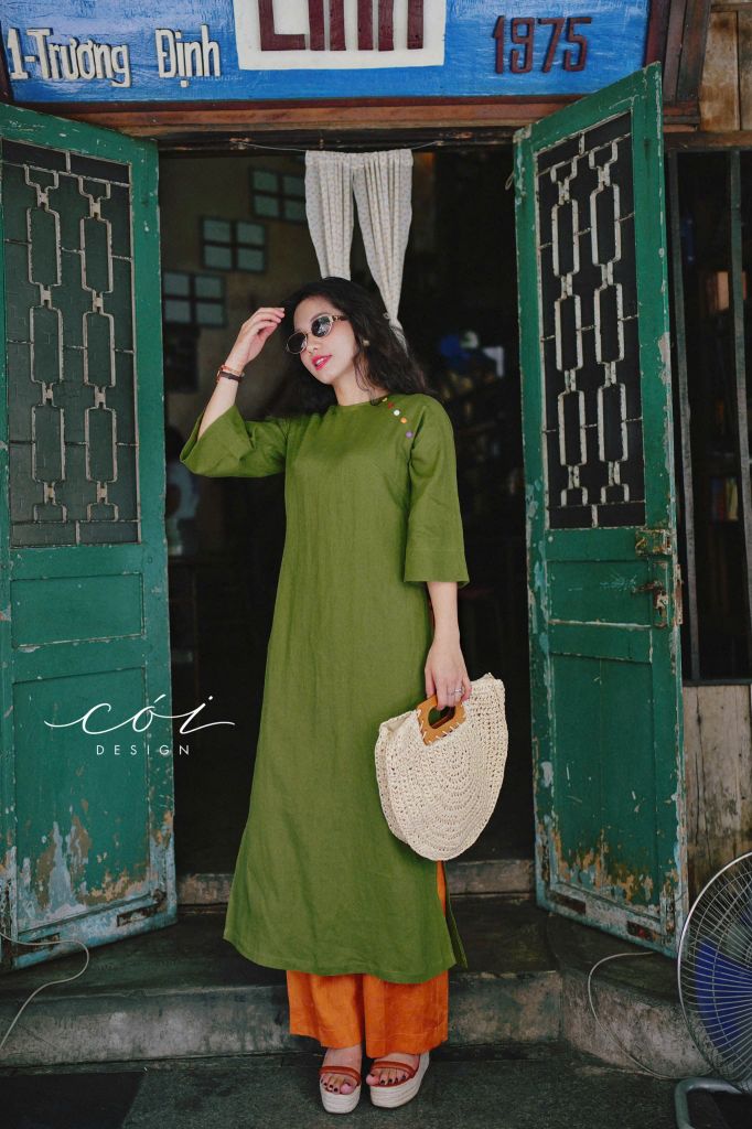 Áo dài xuân khởi sắc Linen tưng premium Cói Design