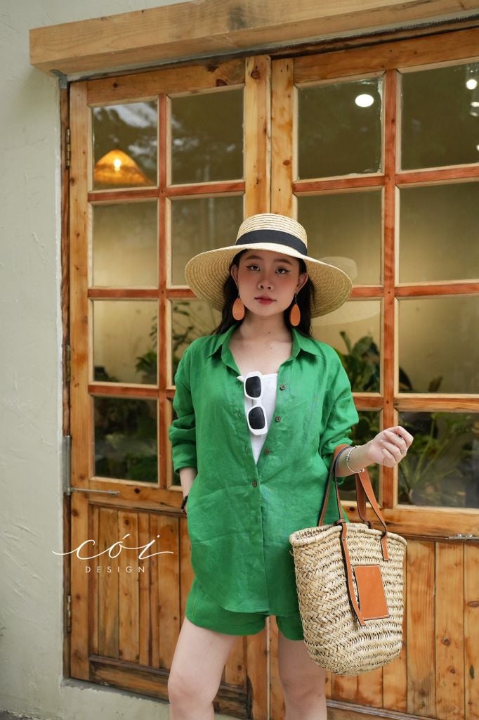 Quần short lưng thun Linen tưng premium Cói Design