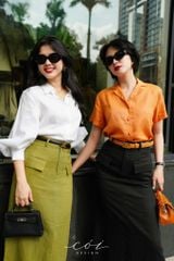 Chân váy 2 nắp túi Linen tưng premium Cói Design