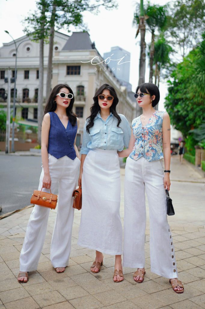 Áo gile nút bọc Linen tưng premium Cói Design