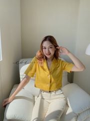 Áo croptop linen hàn 1 túi Cói Design