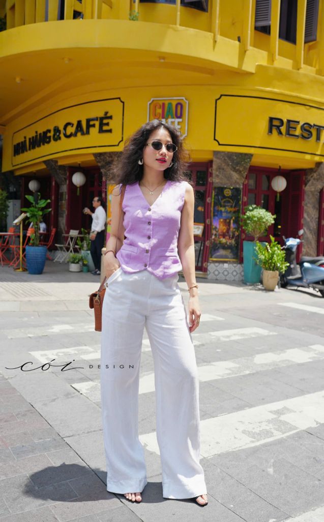Áo gile phối dây linen tưng premium Cói Design