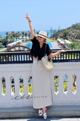 Áo danton thắt nơ linen tưng premium Cói Design