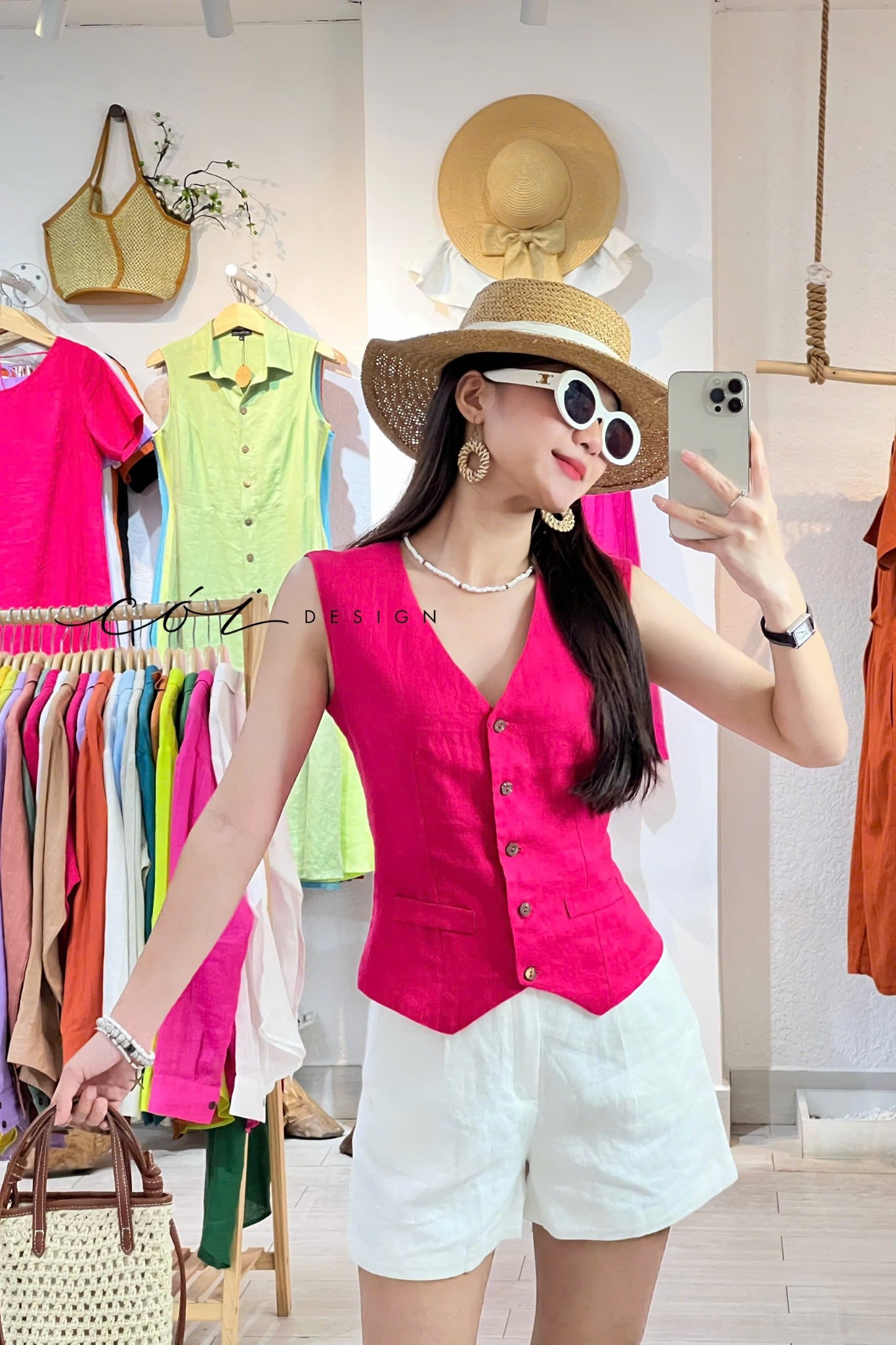 Áo gile phối dây linen tưng premium Cói Design