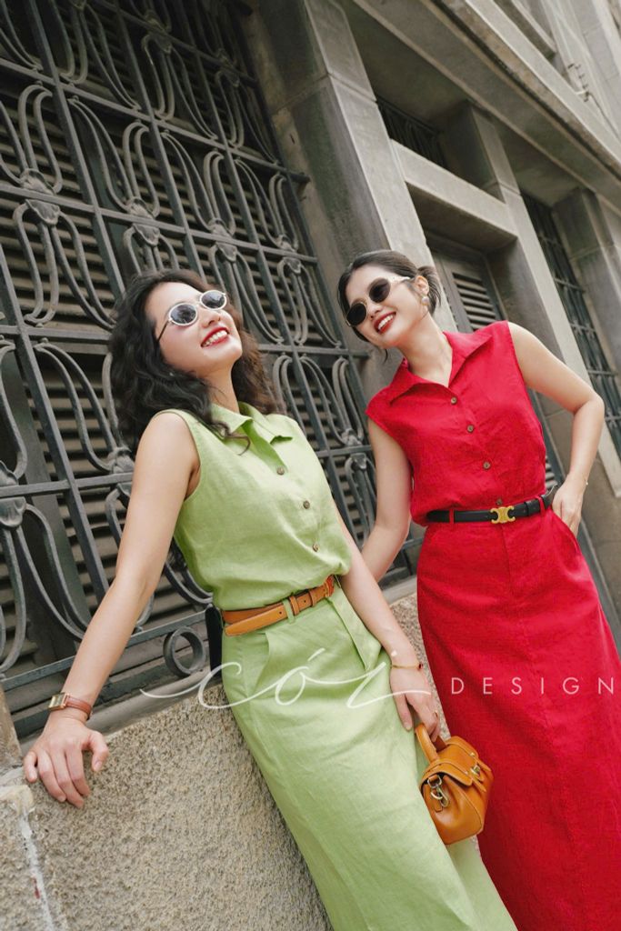Chân váy xẻ 2 bên Linen tưng premium Cói Design