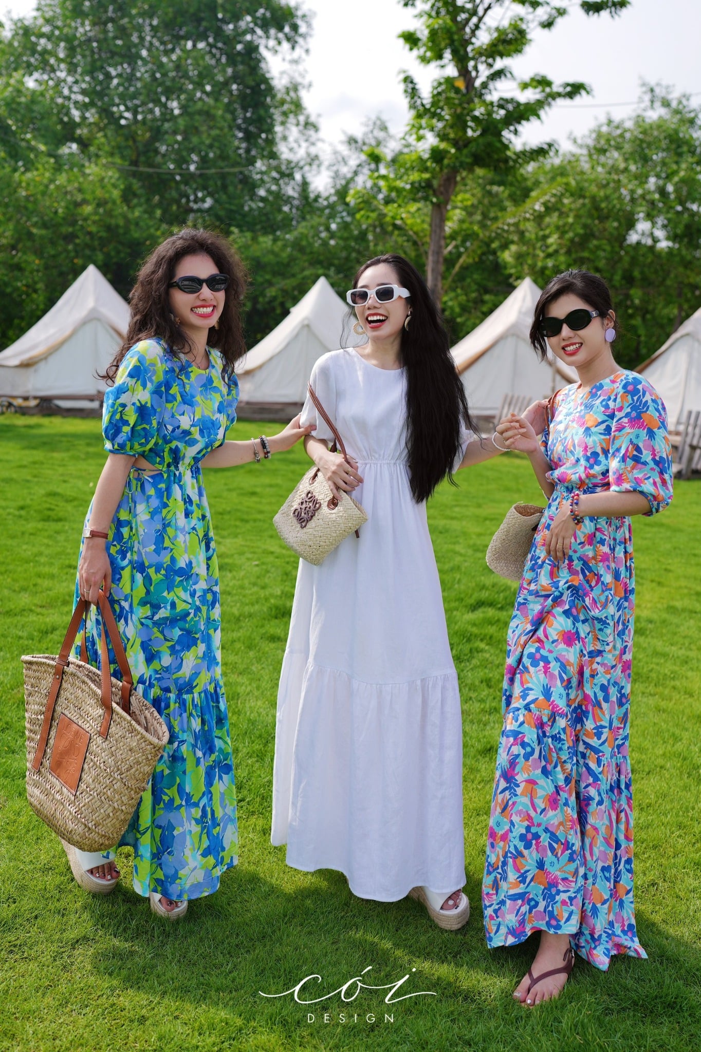 Đầm khoét eo tay phồng cotton hàn Cói Design