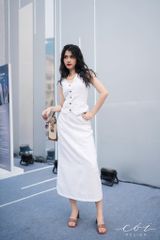Chân váy gile linen tưng premium Cói Design