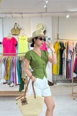 Áo gile tay xếp Linen tưng premium Cói Design