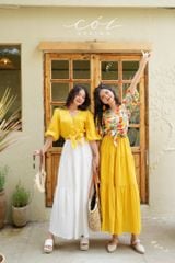 Áo croptop tay bí phối dây linen Cói Design