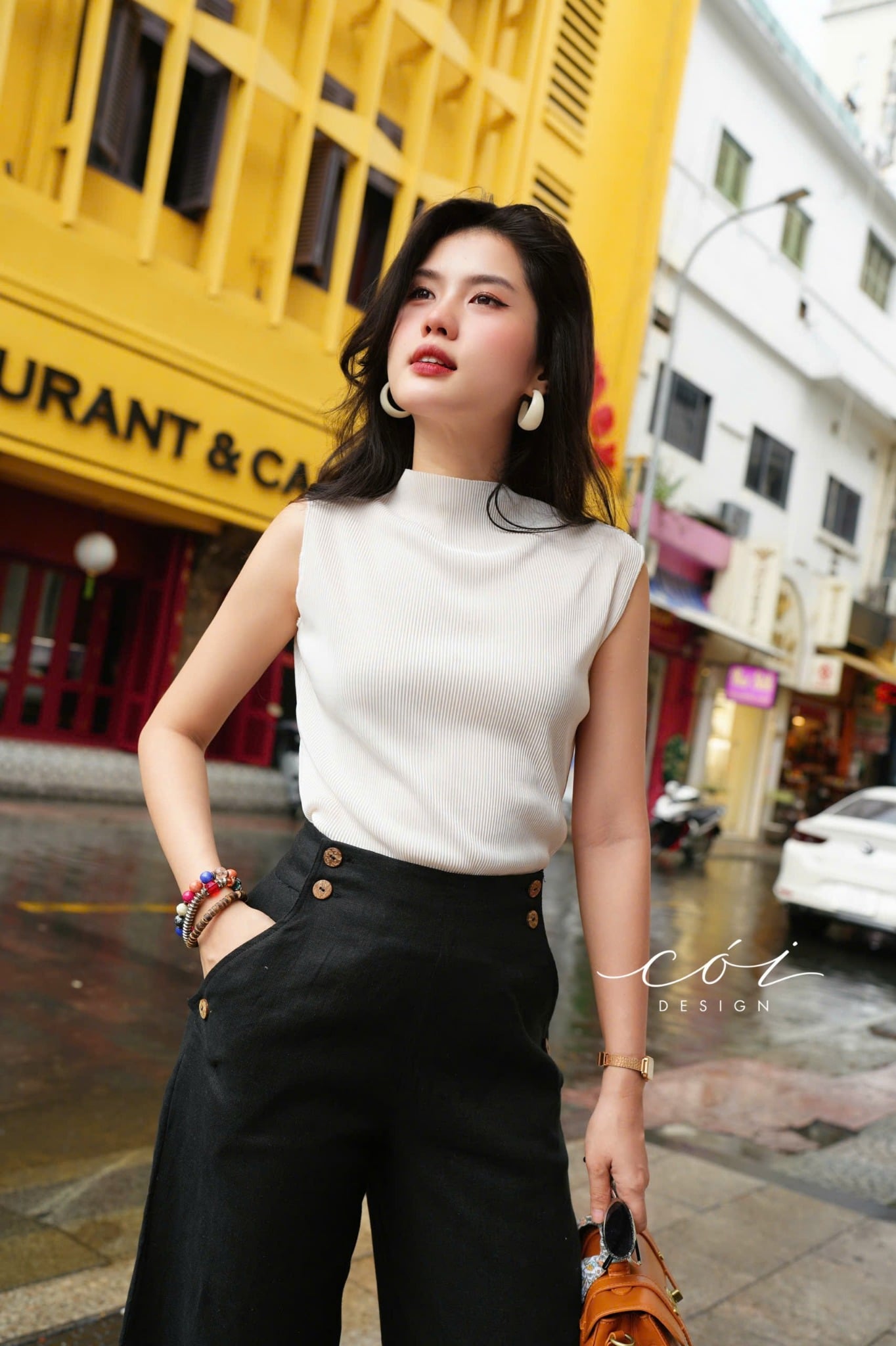 Quần suông phối nút linen tưng premium Cói Design