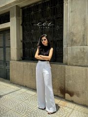 Quần suông phối nút linen tưng premium Cói Design