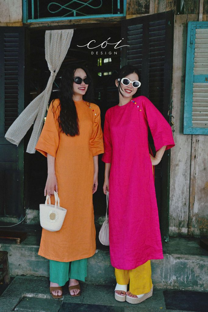 Áo dài xuân khởi sắc Linen tưng premium Cói Design
