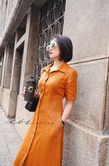 Đầm sơ mi tay ngắn Linen tưng premium Cói Design