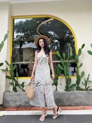 Đầm linen 2 dây họa tiết Cói Design