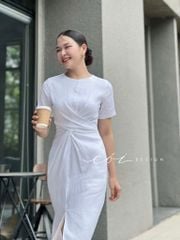 Đầm chéo eo linen tưng premium Cói Design
