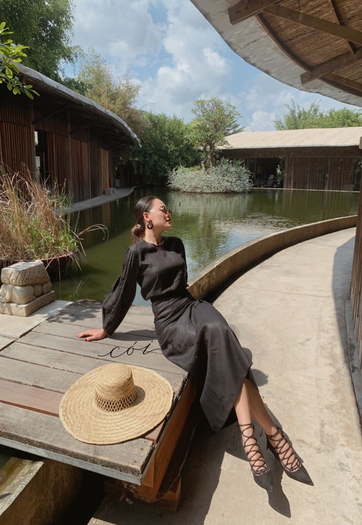 Chân váy rút dây linen tưng premium Cói Design