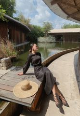 Chân váy rút dây linen tưng premium Cói Design