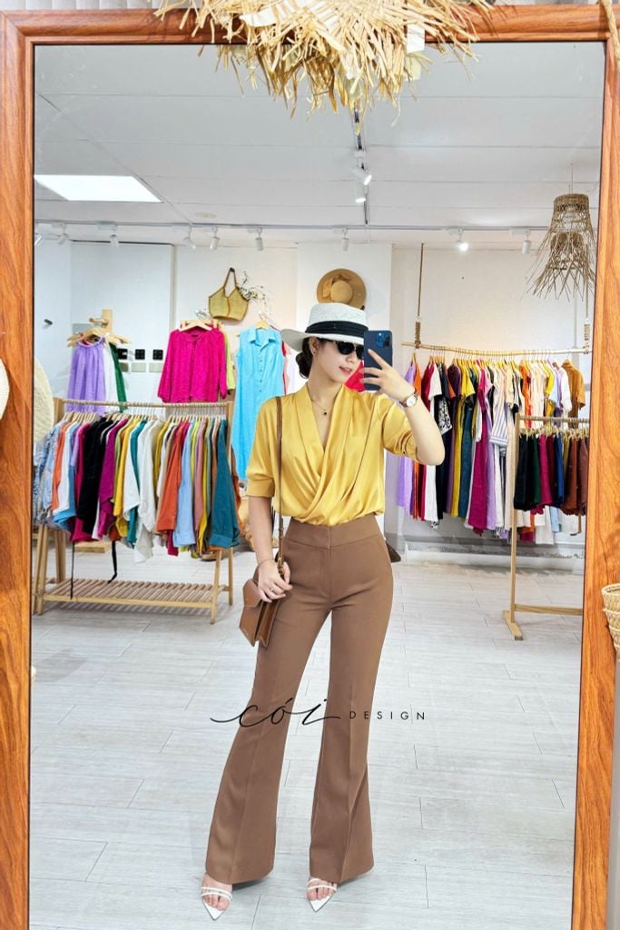 Quần ống loe Gold Cói Design