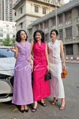 Áo gile cổ cánh én Linen tưng premium Cói Design
