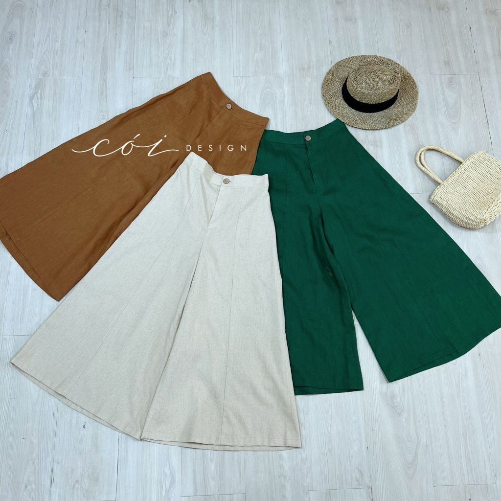Quần suông linen ống rộng Cói Design
