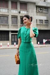Set chân váy croptop nút bọc Linen tưng premium Cói Design
