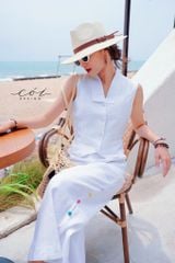 Quần suông nút bọc màu Linen tưng premium Cói Design
