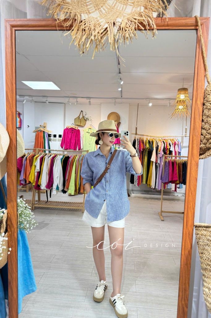 Áo sơ mi suông linen tưng premium Cói Design