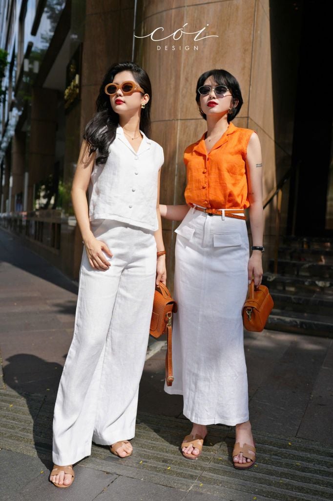 Áo sát nách nút bọc Linen tưng premium Cói Design