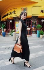 Đầm sơ mi xếp ly eo linen tưng premium Cói Design