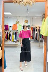 Chân váy rút dây linen tưng premium Cói Design