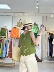 Áo sát nách nút bọc lưng nhiều màu linen tưng premium Cói Design