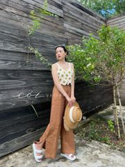 Quần ống suông linen premium 3 nút xẻ ống Cói design