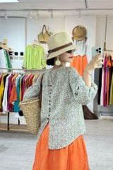 Áo tay phồng nút lưng linen hàn Cói Design