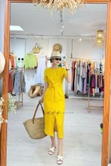 Đầm chéo eo linen tưng premium Cói Design