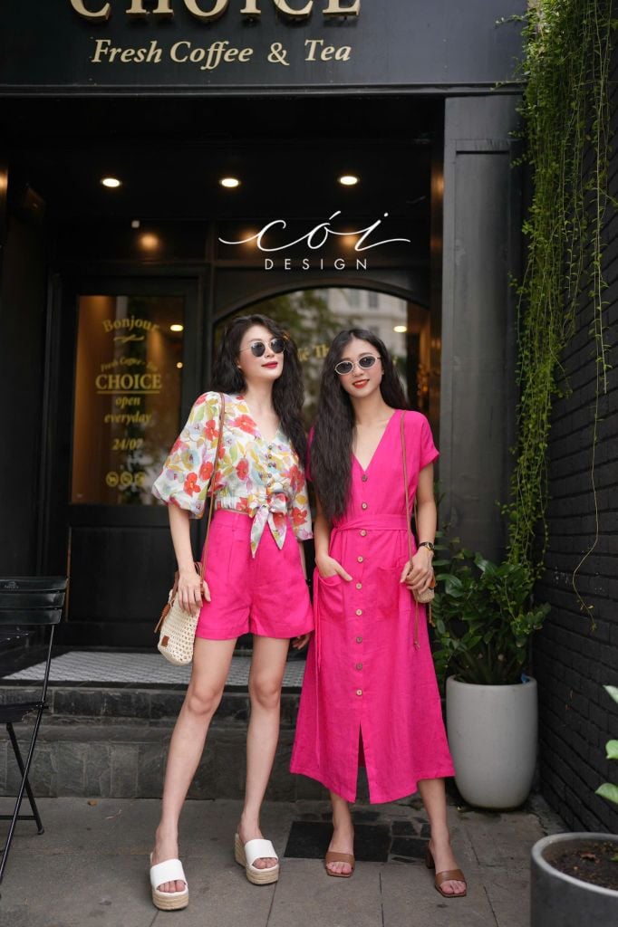 Áo croptop tay bí phối dây linen Cói Design