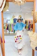 Áo cổ trụ 19 nút bọc màu Linen tưng premium Cói Design