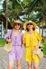 Quần short xếp ly lưng thun linen tưng premium Cói Design