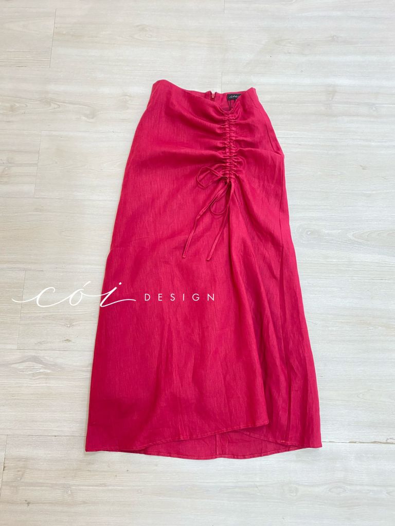 Chân váy rút dây linen tưng premium Cói Design